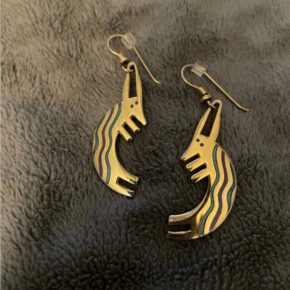 Wolf Metal Women Earrings from 1990s
